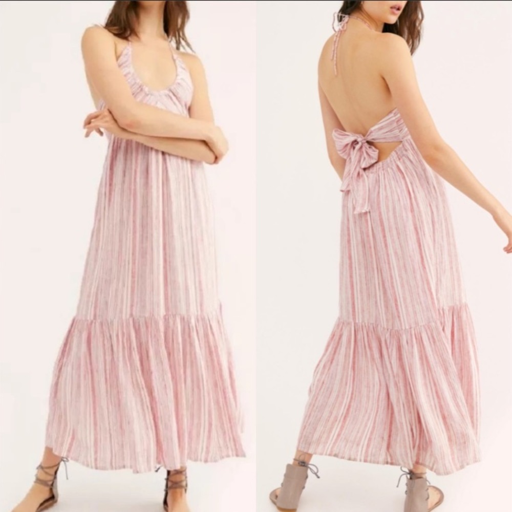 NWT Free People Audrey Stripe Halter Maxi dress